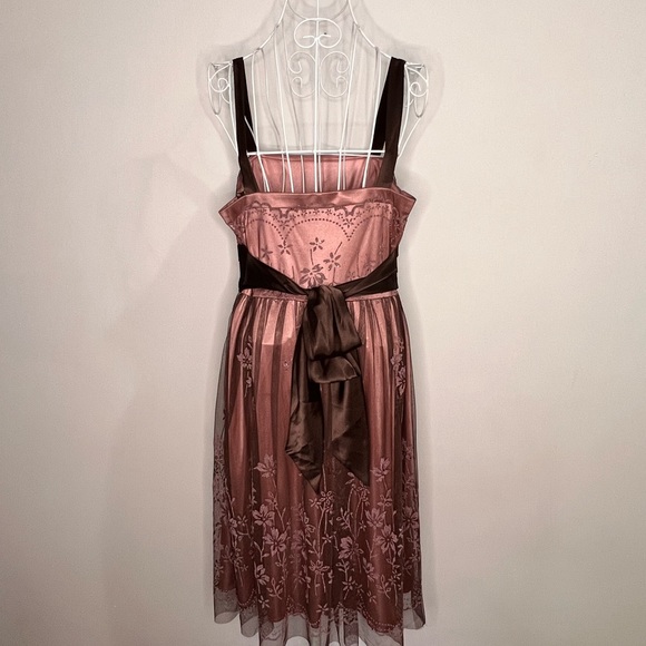 R&M Richards Mauve Beaded & Sequin Floral Motif Halter Dress - Picture 5 of 11